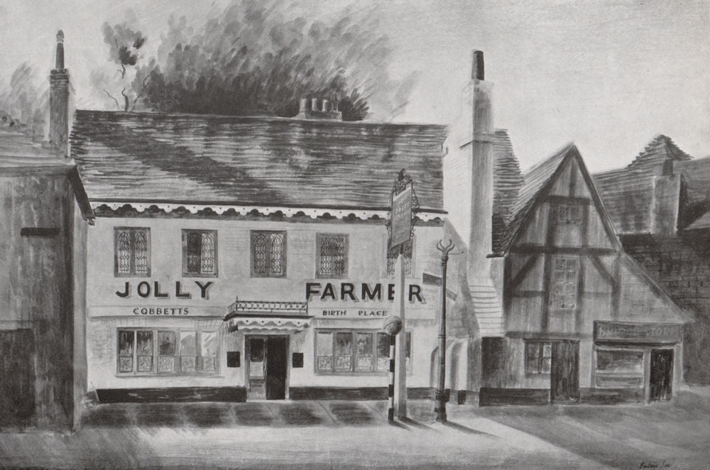 BLACKNEST. The Jolly Farmer, by Barbara Jones. Surrey pubs. Farnham 1947 print